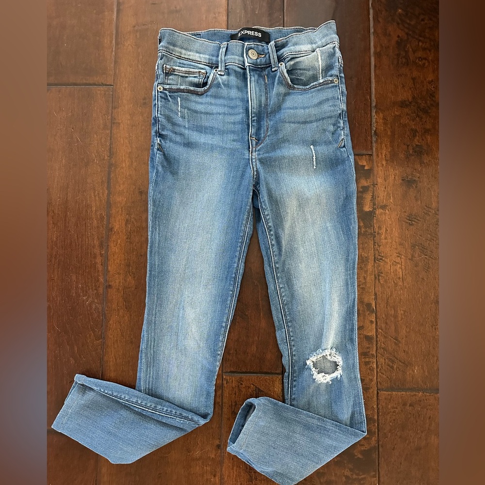 Express high rise skinny ankle jeans